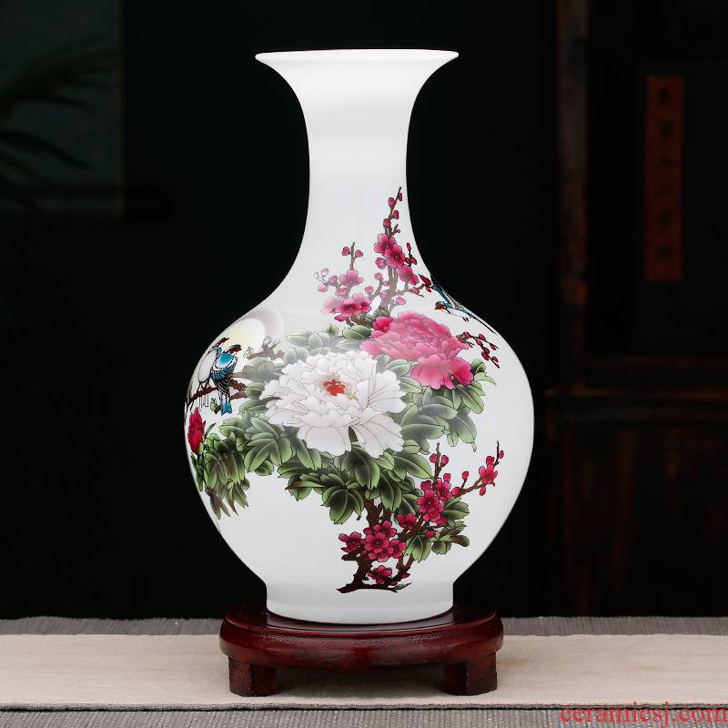 Rich ancient frame furnishing articles of jingdezhen ceramics floret bottle of modern new Chinese style household wine sitting room decoration process
