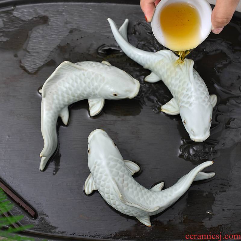 Shadow enjoy your up tea pet boutique furnishing articles three fish kyrgyzstan large tea tray tea play home furnishing articles MDJ ceramic decoration