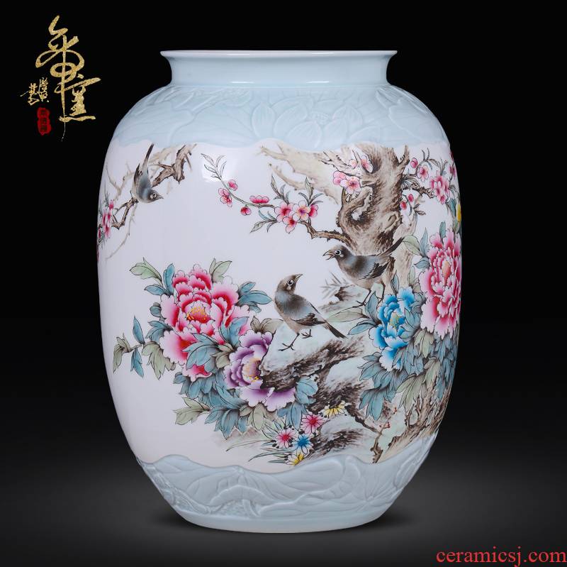 The Master of jingdezhen ceramic hand - made of high - grade famille rose porcelain furnishing articles blooming flowers antique vase decoration art