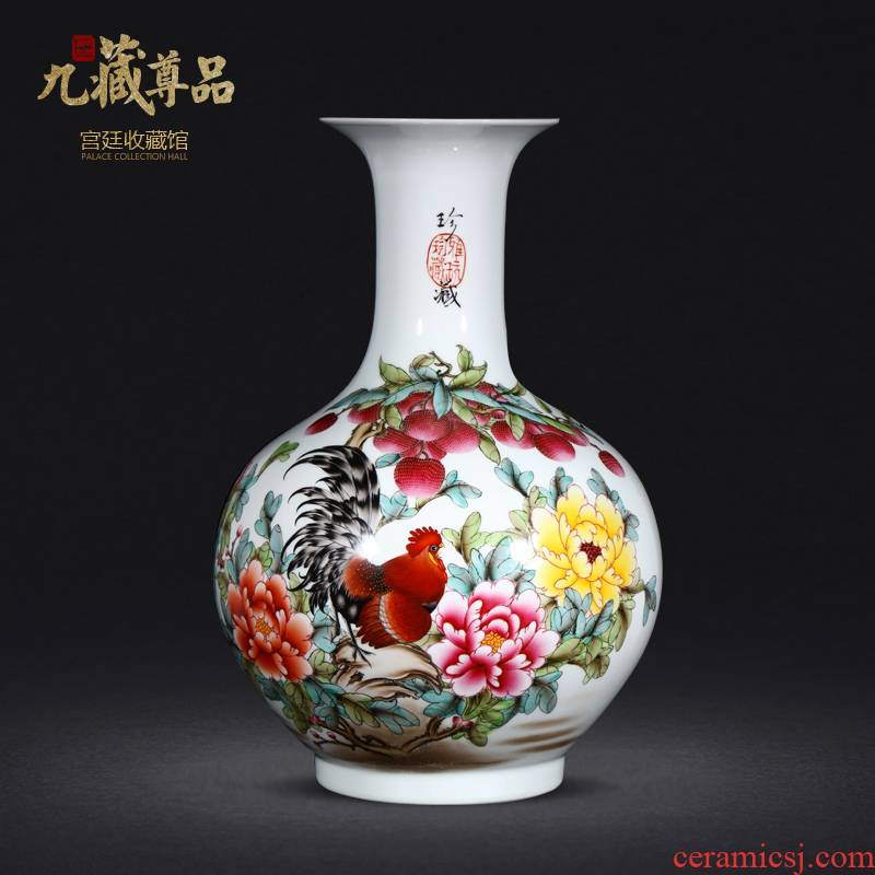 Jingdezhen ceramics vase hand - made pastel prosperous sitting room of Chinese style household adornment gift porcelain collection