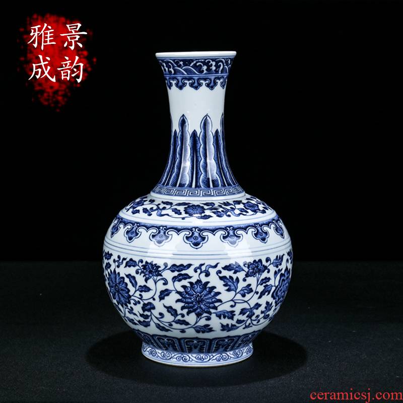 Jingdezhen ceramic new Chinese blue and white tie maintain lotus flower design decorative furnishing articles home sitting room flower vase