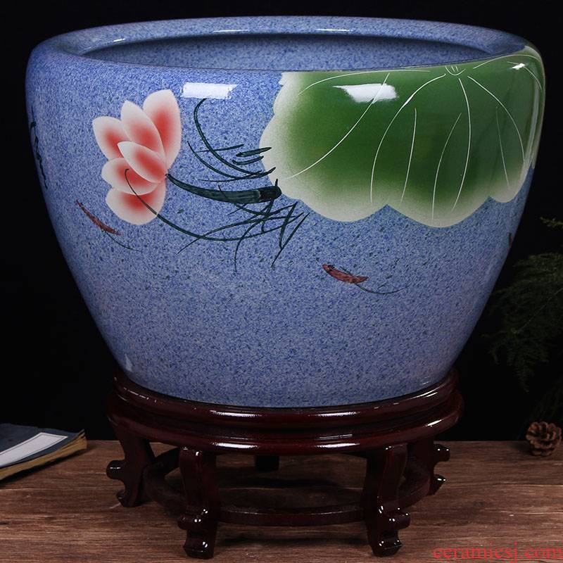 Jingdezhen ceramic aquarium fish bowl lotus extra large bowl lotus lotus flower pot balcony garden feng shui water tanks