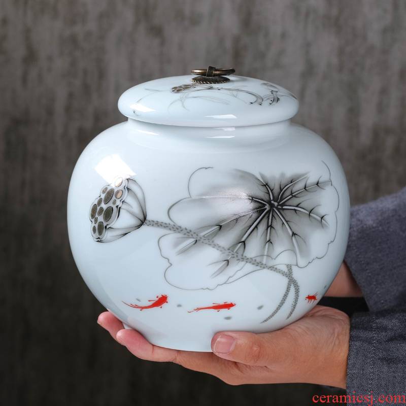 Lotus tea pot ceramic seal large restoring ancient ways a kilo containers of tea tea urn 500 g POTS