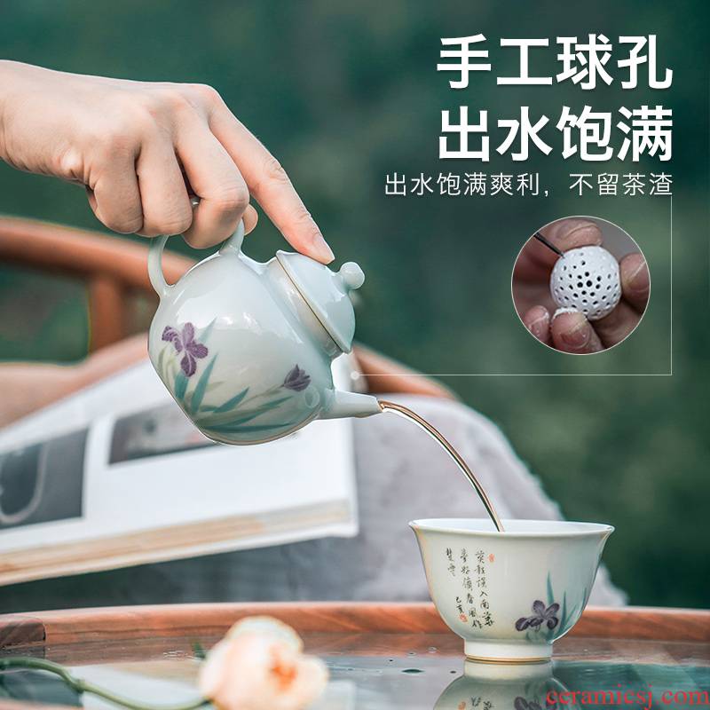 Made in jingdezhen kung fu tea teapot manual hand - Made household irises archaize mud in the fall of the kettle