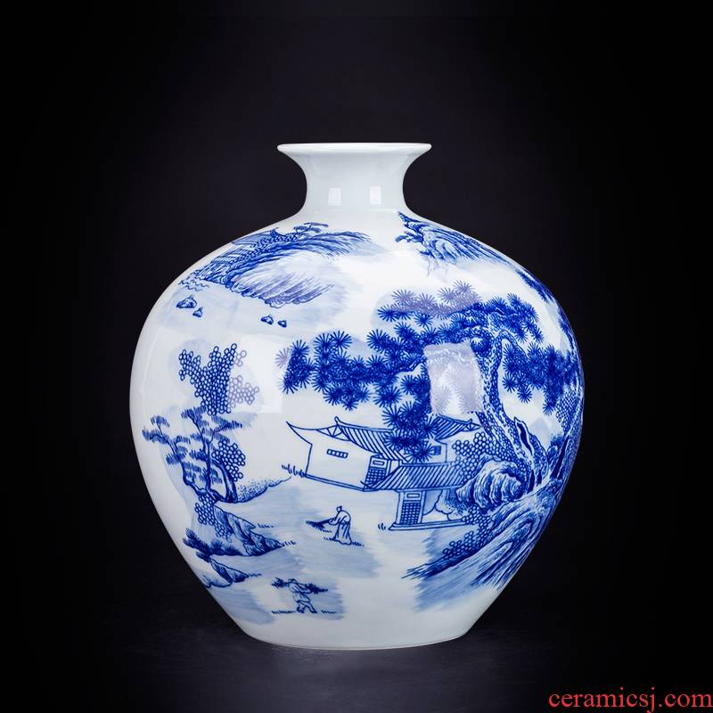 Hand - made floret bottle of blue and white porcelain of jingdezhen ceramics rich ancient frame the sitting room of Chinese style household furnishing articles of handicraft arranging flowers