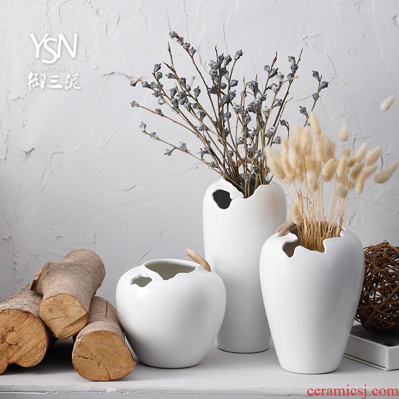 Creative flower arranging furnishing articles home decoration ceramic dry flower white vase floral decoration is I and contracted sitting room