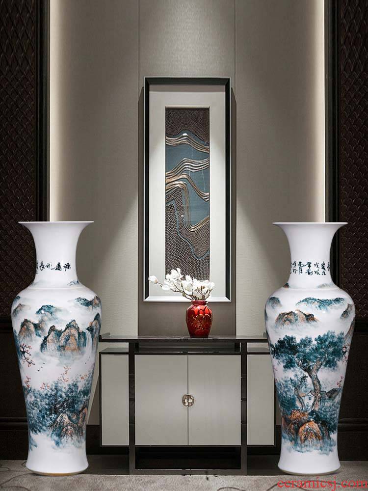 Jingdezhen ceramics hand - made scenery figure sitting room adornment is placed for the opening of large vase tuba is 1.2 meters