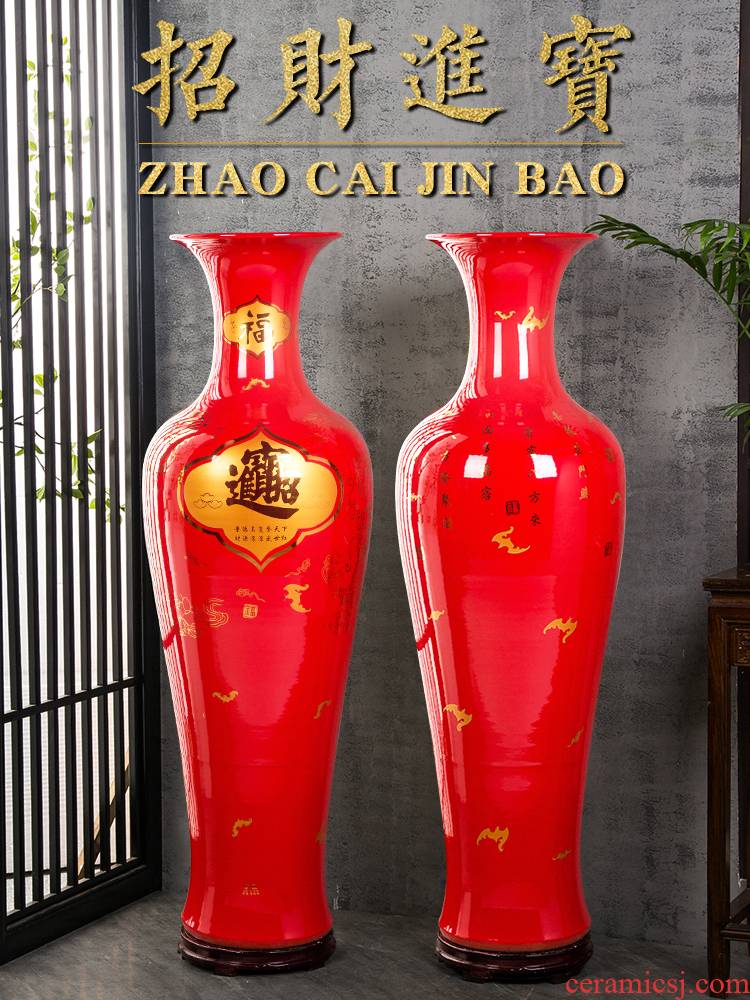 Jingdezhen ceramic yellow lucky of large vases, Chinese style living room decorations and flower arrangement to heavy TV ark, furnishing articles
