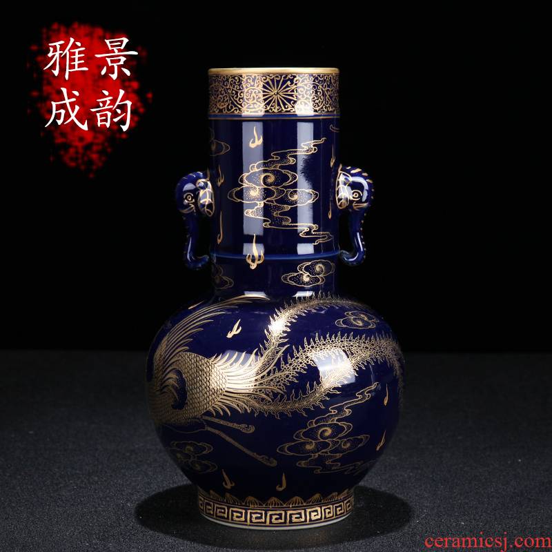 Jingdezhen ceramic vases, new Chinese style paint phoenix double like home rich ancient frame sitting room adornment is placed