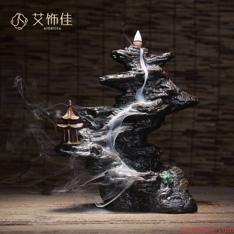 Mountain stream back censer ornamental rockery ceramic creative large smoked incense buner home sitting room porch place