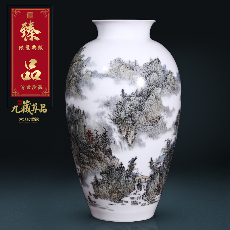 The Master of jingdezhen ceramics dong - Ming li hand - made pastel landscape vase Chinese style living room TV ark, flower arranging furnishing articles