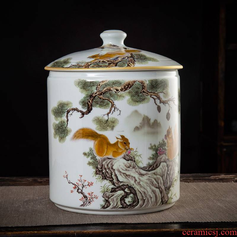 Jingdezhen ceramic tea pot king seal pu 'er tea cake tin, household storage tank is the seventh, peulthai the moistureproof and large capacity