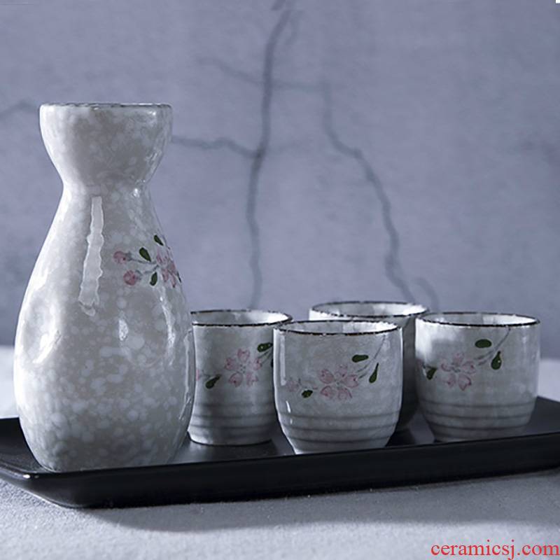 And the four seasons under glaze color porcelain flask blossoms for sake wine bottle points wine glass