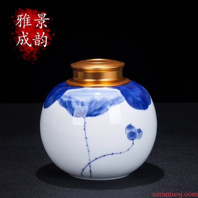 Jingdezhen ceramic save new Chinese blue and white porcelain tea tea caddy fixings home sitting room snacks general storage tank