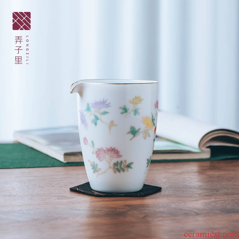 Made in jingdezhen ceramic fair keller of purple clay capacity creative hand - Made fair floral white porcelain cup