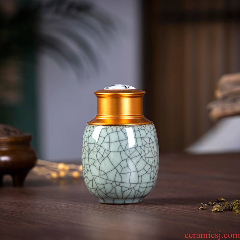 Crack caddy fixings longquan porcelain of jingdezhen ceramics seal pot of tea warehouse Chinese style home furnishing articles household storage tank