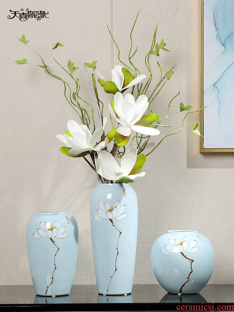 Jingdezhen ceramic vases, modern Chinese flower arranging furnishing articles dried flowers sitting room adornment porcelain TV ark, home decorations