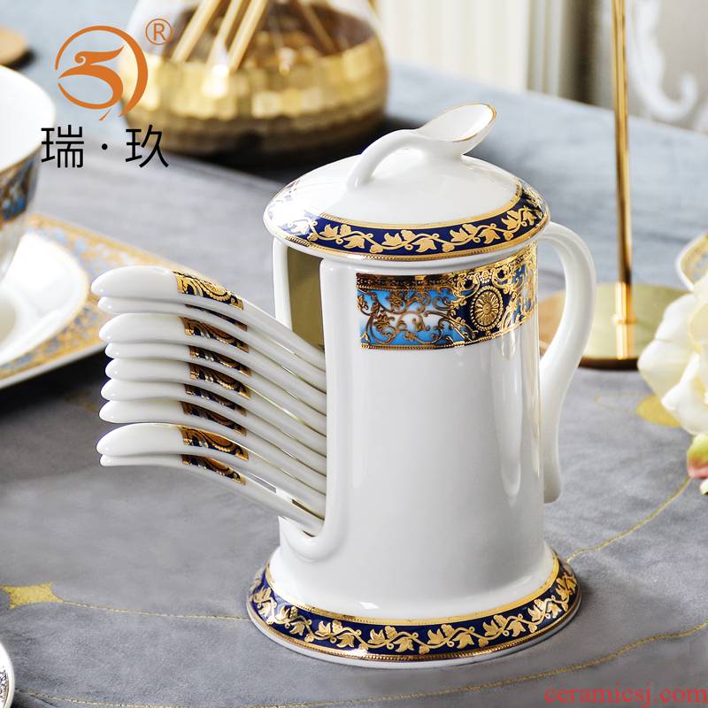 Exquisite three - dimensional relief gold ipads porcelain run child receive a tableware spoon the receive as cans ceramic cylinder table spoon cage shelf