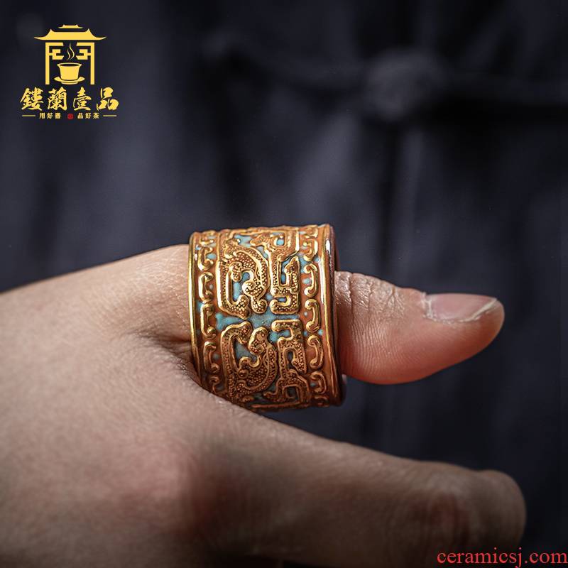 Jingdezhen ceramic see colour cover all hand bronze see hand - cut ring male widened plate refers to play with arts and crafts