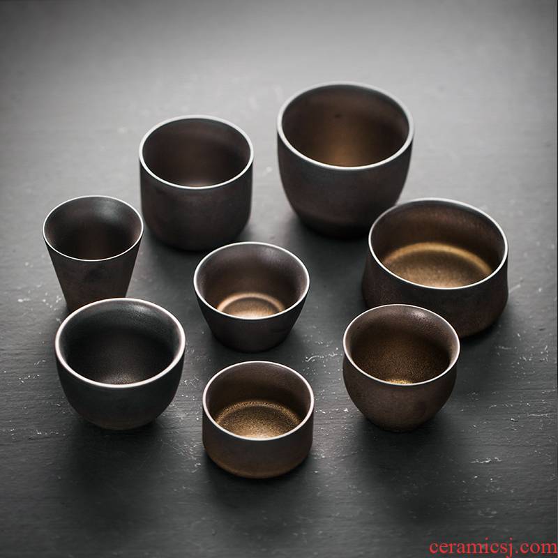 Japanese coarse pottery teacup park elegant tea kung fu tea tea set ceramic masters cup sample tea cup, small cup perfectly playable cup
