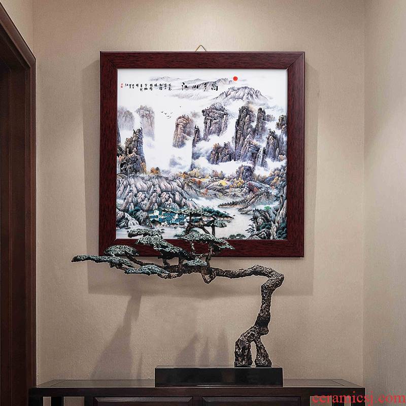 Jingdezhen ceramic plate decoration of new Chinese style more creative jiangshan jiao porcelain plate painting the sitting room decorate sofa setting wall