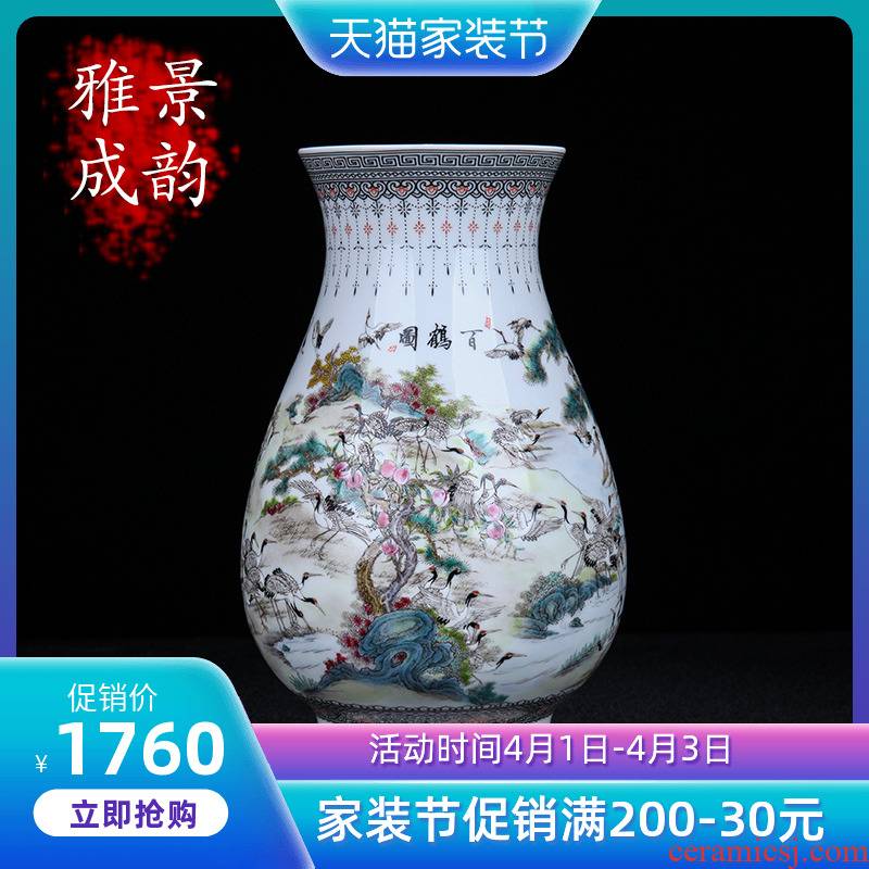 Jingdezhen ceramic hand - made the crane figure blessing barrels decorative furnishing articles home sitting room flower arranging, China arts and crafts