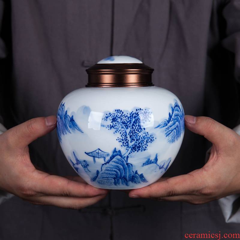 Jingdezhen ceramic household saving sitting room tea tea tea tea caddy fixings household adornment storage place
