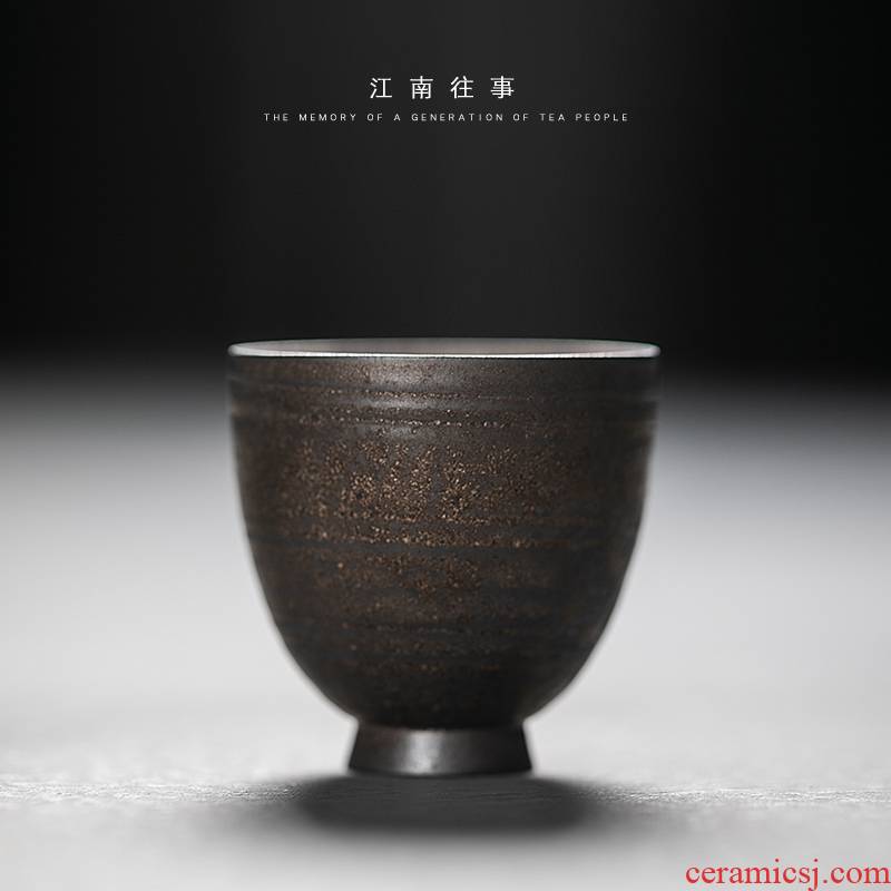 Jiangnan hand past retro kung fu tea cups undressed ore rust glaze ceramic sample tea cup goblet master cup single CPU