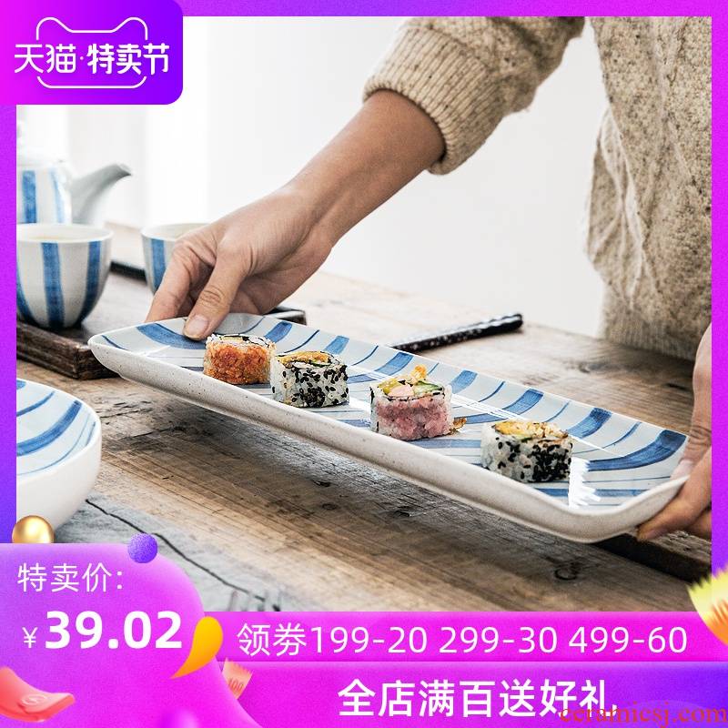 Lototo a stripe ceramic roll plate with rectangular plate flavour dish square plate sauce dish of cold dish fruit plate