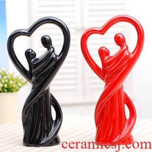 017 JingQin modern home decoration ceramics handicraft lovers characters furnishing articles phase change to pity a wedding gift