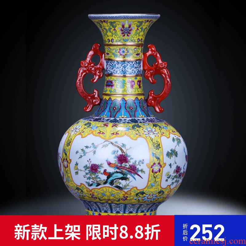 Archaize ears of jingdezhen ceramics vase flower arranging classical Chinese style household TV ark, sitting room adornment is placed
