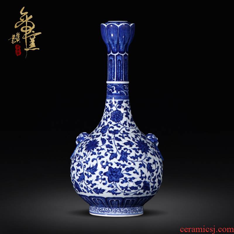 Emperor up jingdezhen hand - made porcelain bound lotus flower grain garlic bottles of archaize ceramic vases, Chinese style porch decorate furnishing articles