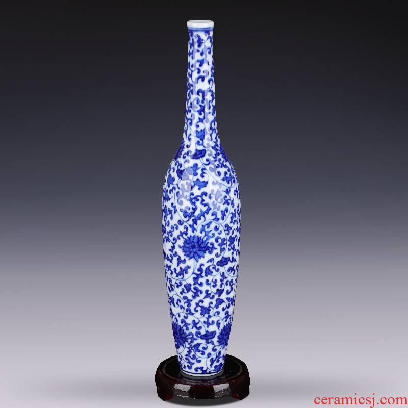 Antique Chinese blue and white porcelain of jingdezhen ceramics vase gall bladder flower arranging living room home decoration furnishing articles of handicraft