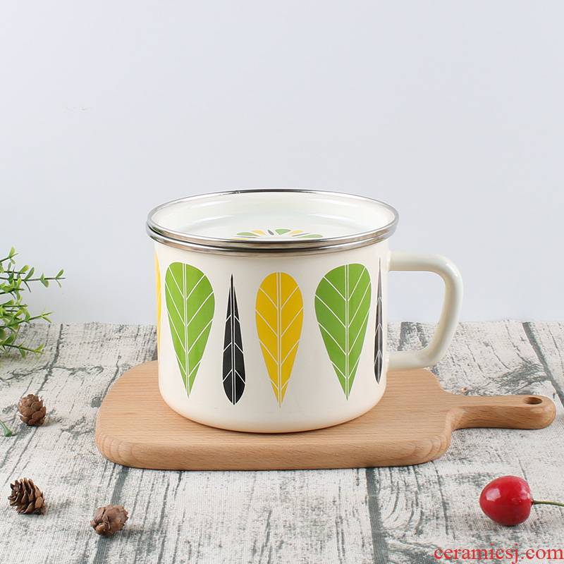 Thickening enamel cup nostalgic classic rainbow such use enamel enamel mercifully fastfood cups with cover students to "bringing fresh bowl meal lunch box