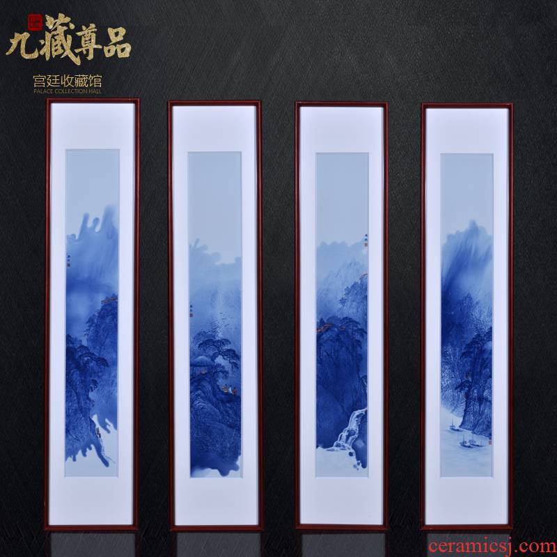 Jingdezhen blue and white porcelain splash ink landscape porcelain plate painting murals hang a picture to Chinese study of the sitting room porch is decorated furnishing articles