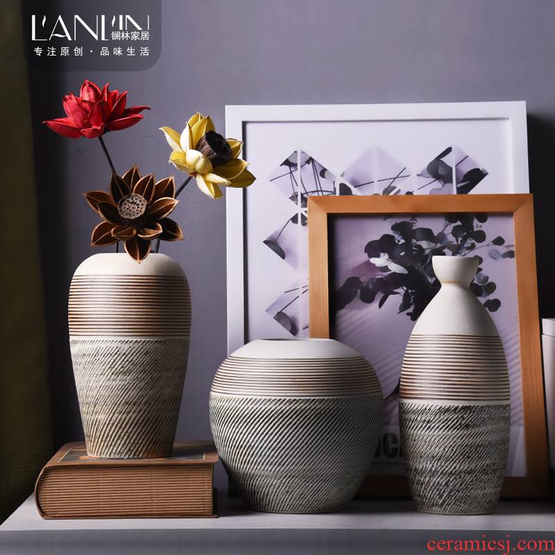 I and contracted sitting room desktop ceramic vase to restore ancient ways the small pure and fresh and dried flower flower flower implement coarse pottery furnishing articles