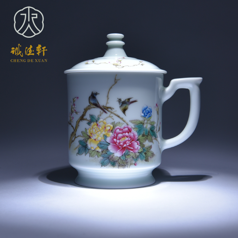 Cheng DE hin kung fu tea set manually jingdezhen ceramic cups, hand - made office cup pastel small 8 gold in hundred