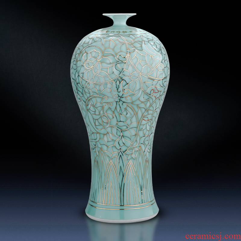 The see colour light blue glaze Chinese jingdezhen ceramics vase large creative key-2 luxury living room floor high decorative furnishing articles