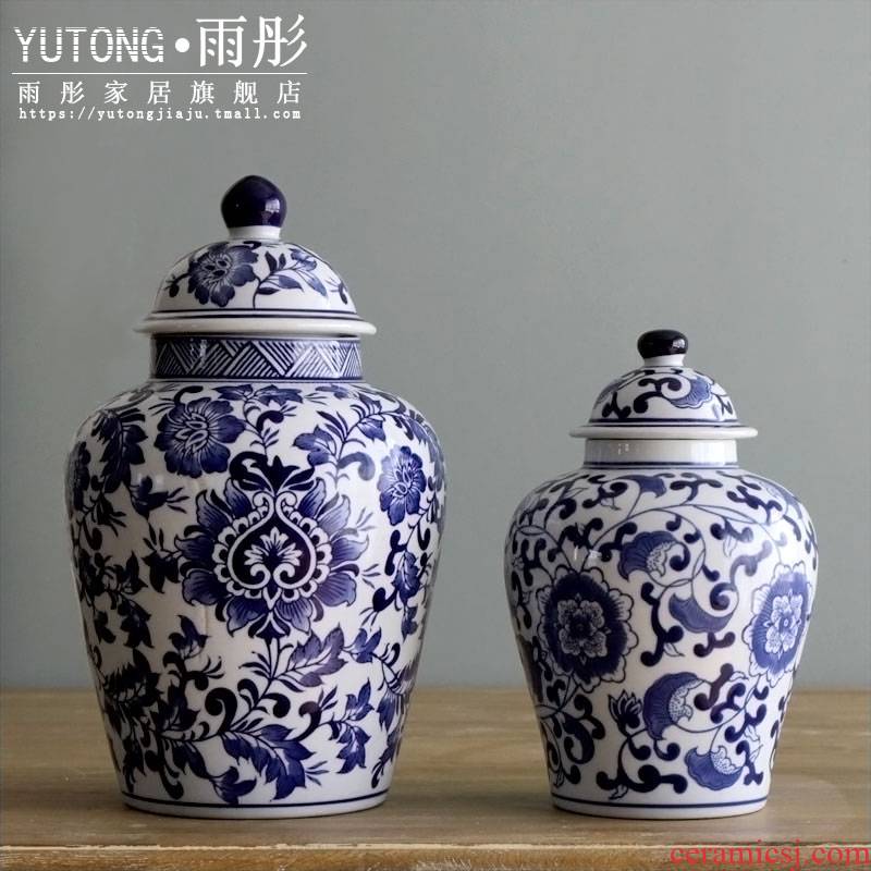 Rain tong home | classic blue and white porcelain of jingdezhen ceramics and heavily jar with cover furnishing articles adornment household decoration