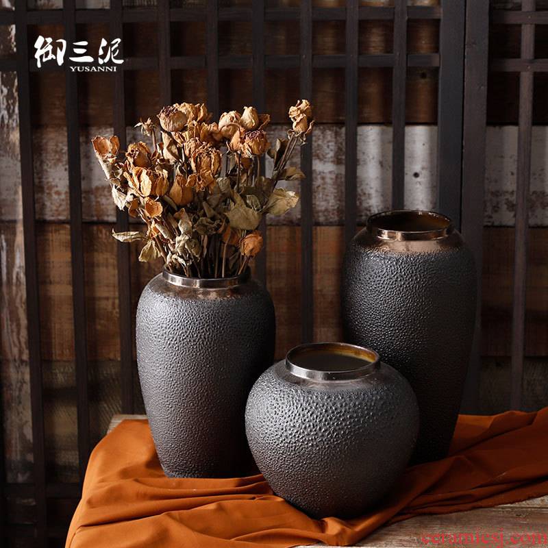 Nordic I and contracted, ceramic vases, dried flower decoration furnishing articles sitting room coarse some ceramic pot retro hydroponic flower arranging flowers