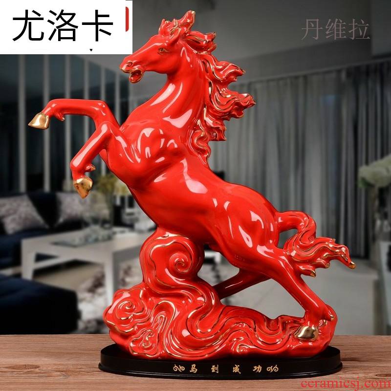 Large ceramic horse furnishing articles 12 zodiac twelve red porcelain process sitting room feng shui decoration household act the role ofing is tasted