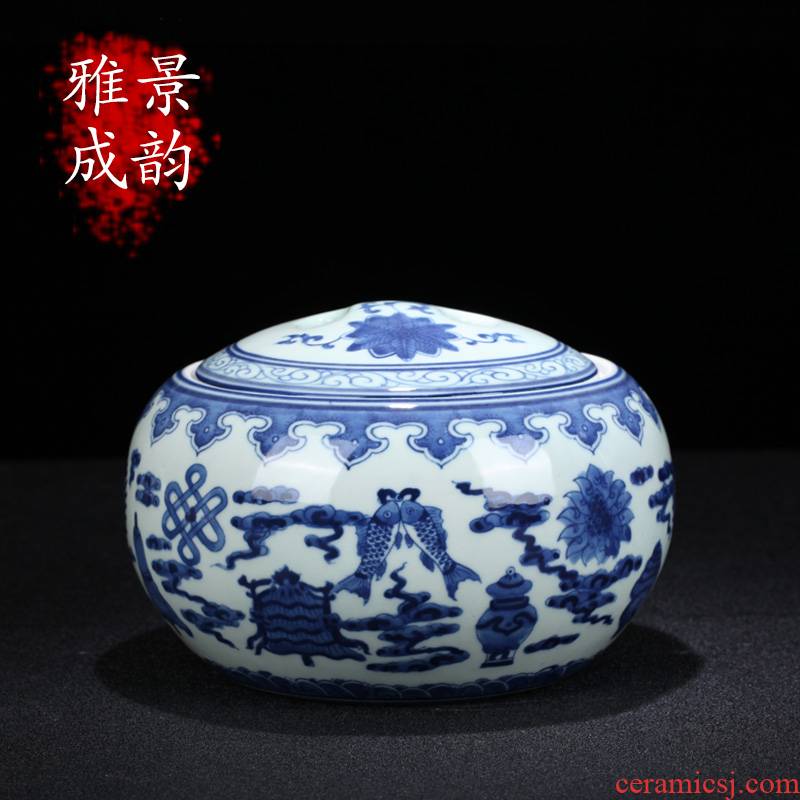 Jingdezhen ceramic auspicious sweet tea canister receives home snacks storage can act the role ofing is tasted furnishing articles
