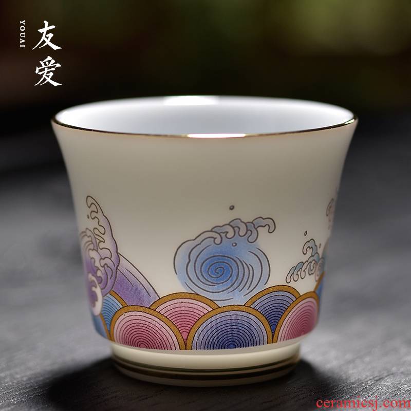 Love gold wire enamel Mosaic gold colored enamel porcelain cups sample tea cup white porcelain tea set kung fu masters cup