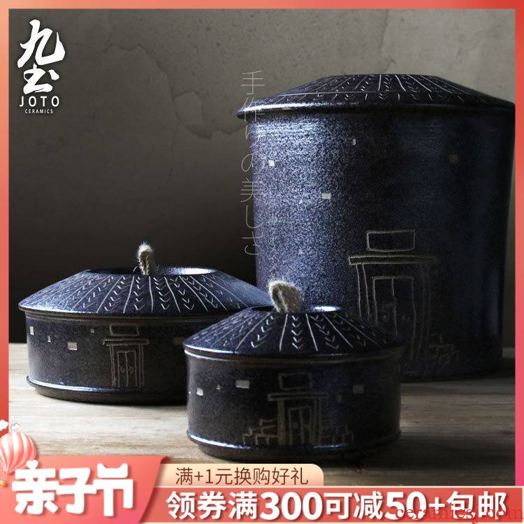 About Nine soil manual caddy fixings jingdezhen ceramic simple move tulou coarse pottery tea urn seal tea cake box of storage tank