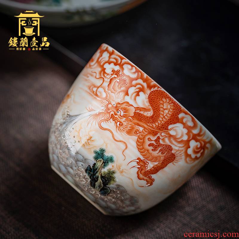Jingdezhen ceramic hand - made pastel yunlong sea master single cup sample tea cup large - sized kung fu tea cup, bowl