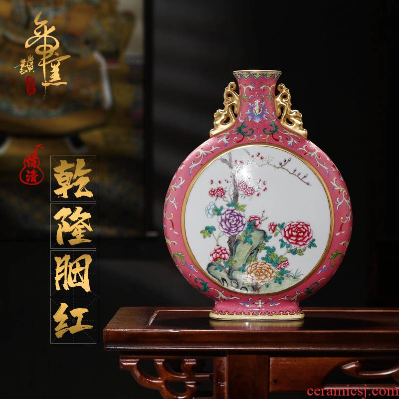 Imitation of the qing emperor up jack hand - made powder scramble for the flower peony on bottles of furnishing articles rich ancient frame porch decorate ceramic vase