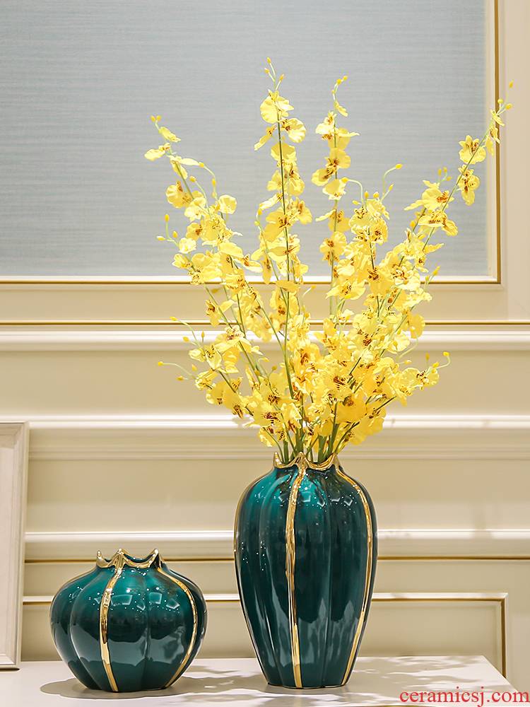 Light European - style key-2 luxury furnishing articles ceramic vase simulation flower flowers, dried flowers sitting room table, TV ark, household soft adornment