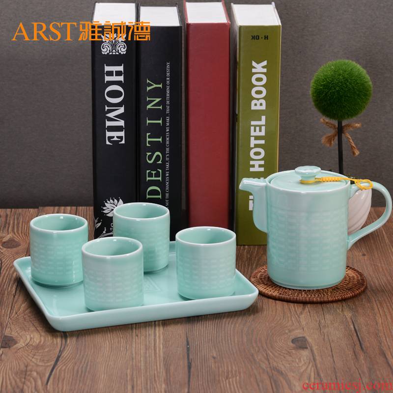 Ya cheng DE jas qi tea sets longquan celadon ceramic tea set large teapot teacup set kunfu tea