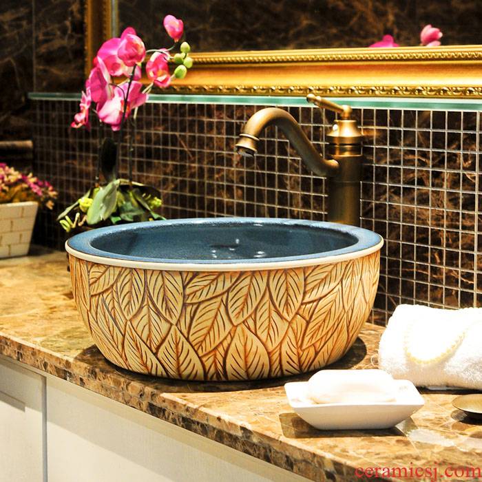 Spring rain jingdezhen sanitary ceramics stage basin waist drum its art basin basin bathroom balcony sink