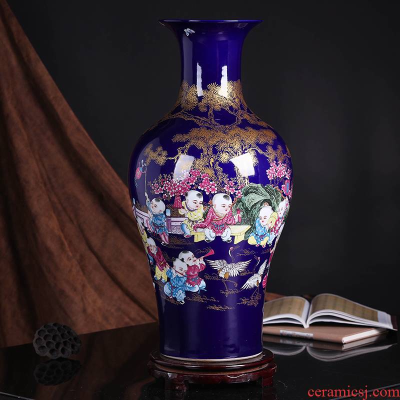 Jingdezhen ceramic floor large vase peony Chinese style household, sitting room porch decoration craft a new home furnishing articles